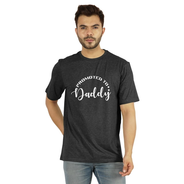 Inkmeso Men's Graphic Printed Promoted To Daddy€ Tshirt Crew Neck Tee For First Time Daddy