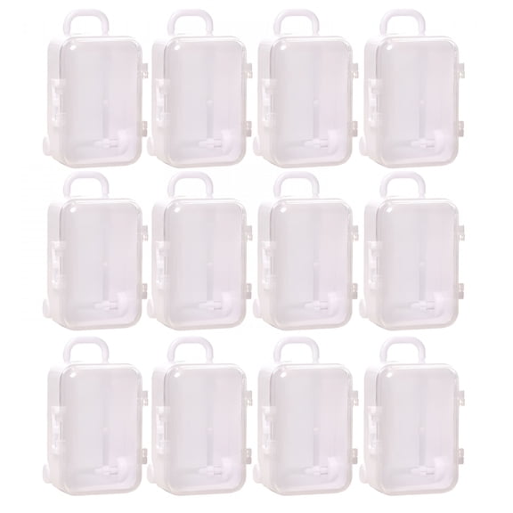 XIBUFE Plastic Mini Suitcase Tiny Travel Box,12 Pack Mini Suitcase Boxes Plastic Candy Box Small Reception Gift Box Travel Case for Wedding Party Decoration