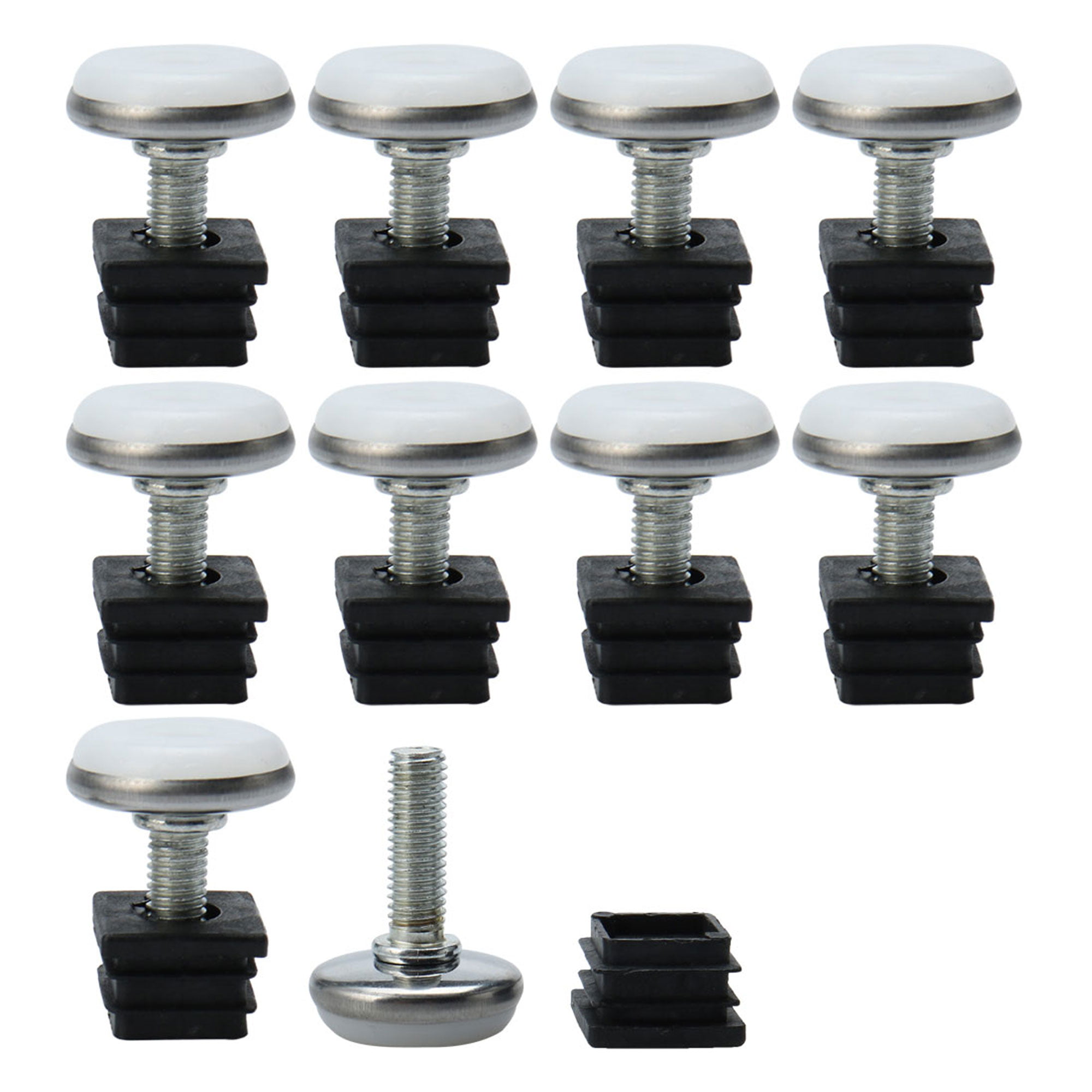 uxcell Square Table Desk Tube Insert Adjustable Leveling Foot Kit 48mm x 48mm 4 Sets