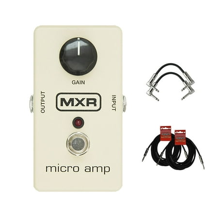 MXR M233 Micro Amp + Guitar Effects Pedal with (2) R-Angle Patch Cable and (2)18.6ft Instrument