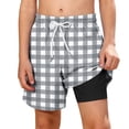 thumbnail image 3 of LIBRCLO Boys Swim Trunks with Compression Liner 11 Years Swimwear Hawaiian Quick Dry Kids 2 in 1 Board Shorts Casual Bathing Suits Swimsuits Summer Beach Shorts Gray, 3 of 8