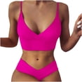 thumbnail image 3 of LoyisViDion Women Swimsuits On Women's Fashion Bikini Set Swimsuit Two Piece Filled Soild Swimwear Beachwear Hot Pink M, 3 of 7
