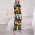 thumbnail image 3 of Balery Starry Sky Sunflower Conjunto de Pijama con Estampado para Mujer, Conjunto de Dos Piezas con Manga Larga, Ropa de Dormir Suave con Bolsillos, Pijamas Cómodos-Small, 3 of 7