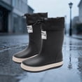 thumbnail image 5 of hopeusnice Kids Rain Boots Mid Calf Style Pull On Closure Waterproof Sole Warm Lining For Wet Weather Outdoor Activities Black 24, 5 of 5