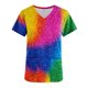thumbnail image 4 of Fiudx Camisetas para Mujer Top de Chaqueta de Trabajo Protectora con Bolsillo de Manga Corta y Estampado de Purpurina de Bloque de Color Retro con Cuello En V para Mujer, 4 of 4