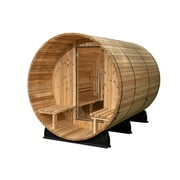 Charleston 4-Person Barrel Canopy Sauna in Rustic Cedar