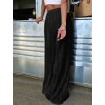 thumbnail image 6 of Womens Summer Solid Color Hollow Out Embroidery Casual Elastic Waist Long Pants Versatile Comfort Black L, 6 of 8