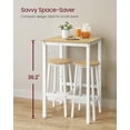 thumbnail image 3 of Bar Table, Small Kitchen Dining Table, High Top Pub Table, Height Cocktail Table for Living Room Party, Sturdy Metal Frame, 23.6 x 23.6 x 36.2 Inches for Narrow Spaces, Oak Beige and White, 3 of 8