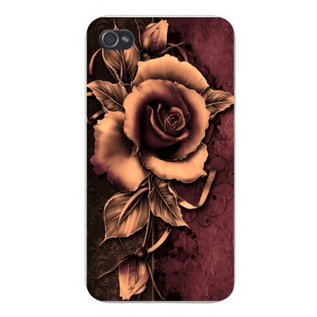 Apple Iphone Custom Case 4 4s Snap on - Closeup Rose Flower Golden on Dark (Best Backgrounds For Iphone 4s)