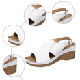 thumbnail image 7 of Platform Wedges Heels for Women Comfy Orthopedic Sandals Open Toe Splice Leather Back Strap Walking Shoes White Size 9.5, 7 of 7