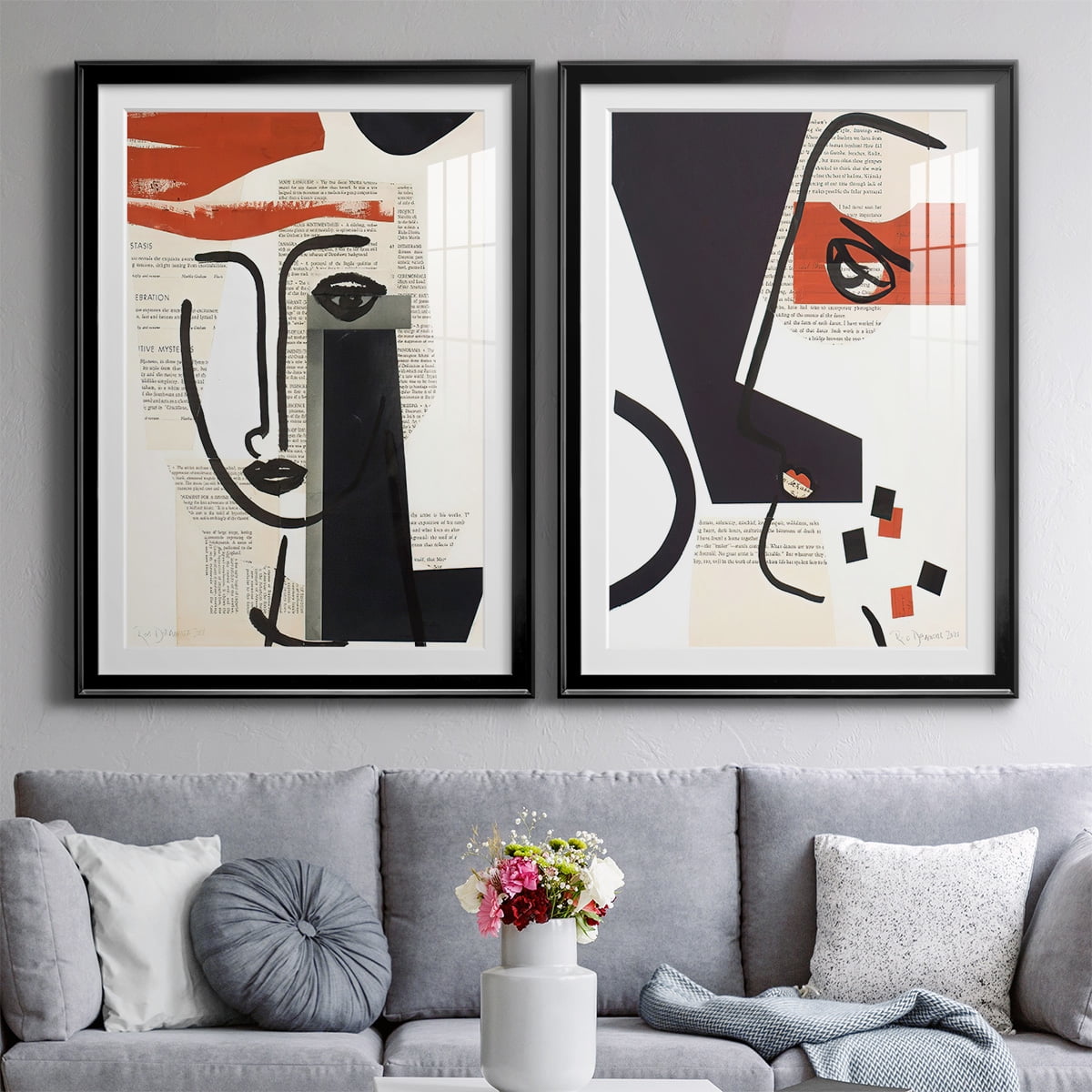 Wexford Home Faces of A Century V Premium Framed Print, 22.5" x 30.5" - Ready to Hang, Black (Set of 2)