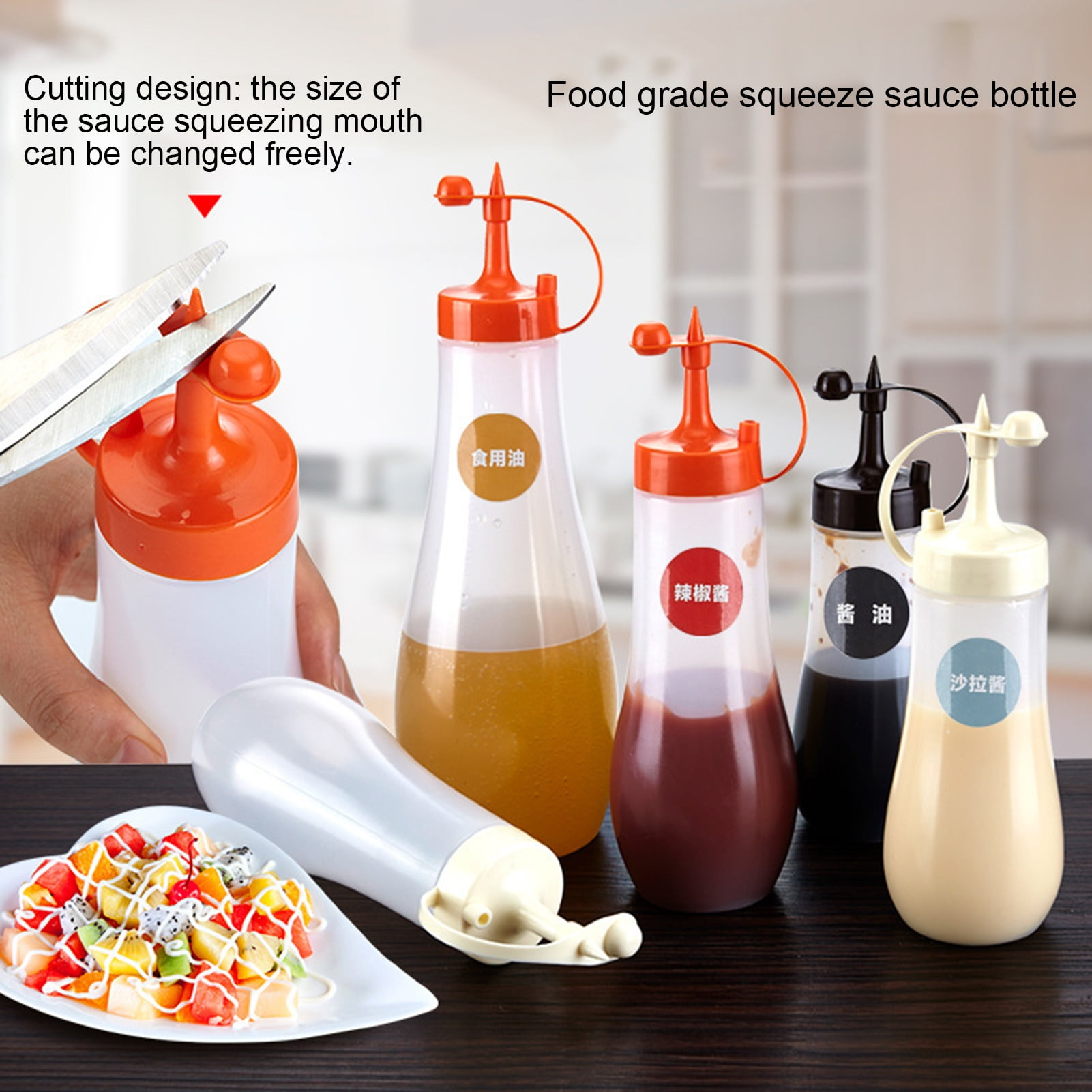 Norcalway Condiment Squeeze Bottles for Liquids - 8Oz Squeeze Bottle | BPA  Free Plastic Condiment Bottles for Syrup, Ketchup, Sauces, Dressing, Oil
