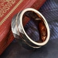 thumbnail image 2 of Wedding Rings Men Women 8mm Silver Rose Gold Hammered Grooved Tungsten Band, 2 of 6