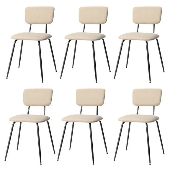 Set of 6 Modern Padded Dining Chairs for Kitchen Bar Office Chair, White