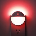 thumbnail image 1 of Yunlex Paquete De 2 Luces Nocturnas Enchufables Con Sensor De Movimiento Y Sensor De Atardecer A Amanecer, Luz Nocturna Led Roja Con 3 Formas De Iluminación Para Baño, Pasillo, Escaleras, Dormitorio,, 1 of 1