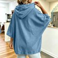 thumbnail image 2 of Hoodies for Women Drawstring 3/4 Sleeve Denim Loose Hooded Sports Sweatshirt,Blue,S, 2 of 6