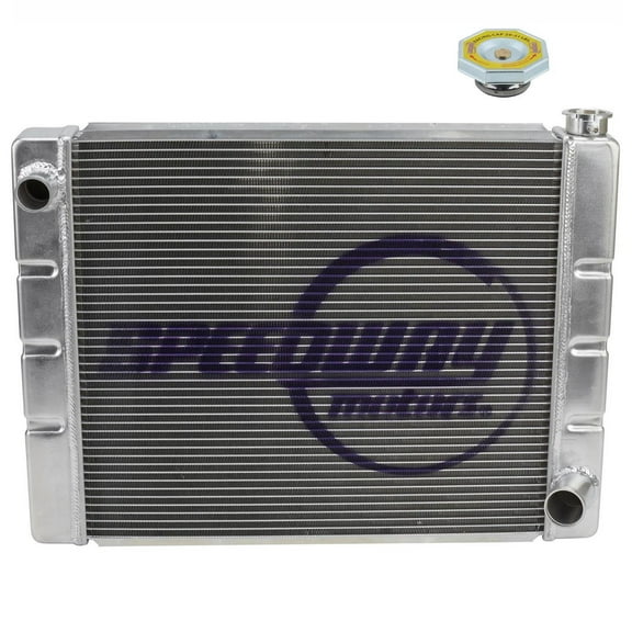 Speedway Motors Universal Aluminum Crossflow Radiator for Chevy Applications with High Pressure 29–31 PSI Cap, Lightweight Furnace-Brazed 2-Row 1-Inch Tube Core, 31 Inch Width
