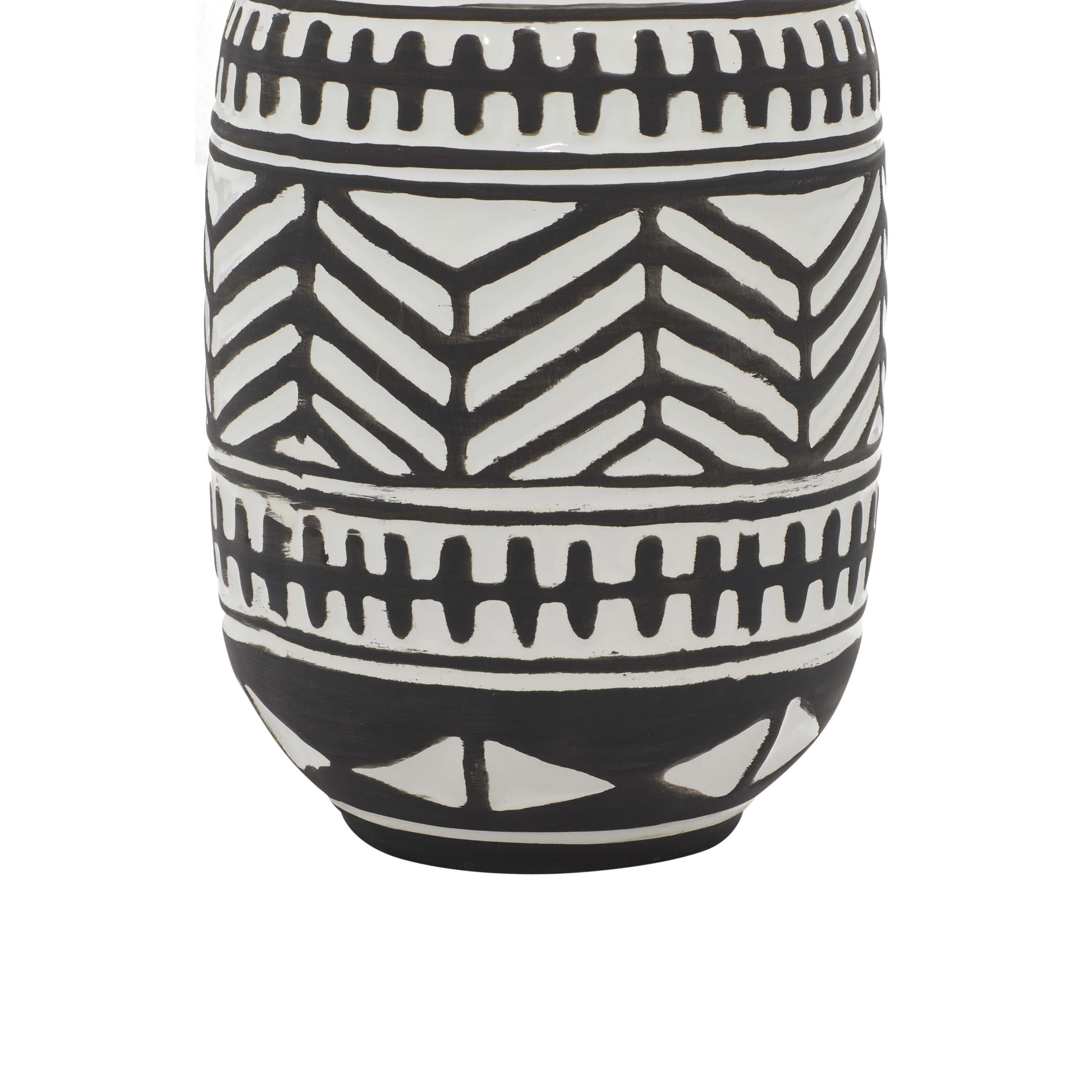 DecMode 16" Tribal Handmade White Ceramic Vase