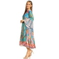 thumbnail image 3 of Sakkas Womens 3/4 Ruffled Sleeves Henley Neck Summer Short Flowy Dress/Beachwear - D-395-B - S/M, 3 of 5
