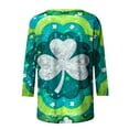 thumbnail image 5 of Xdegoge Saint Patricks Day Outfit Women 3/4 Sleeve Tie-Dye Shamrock T-Shirt with Silver Clover Center, Green & Blue Gradient, Funny St. Patrick's Shirts, 5 of 5