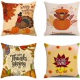 thumbnail image 1 of Fundas de almohada de Acción de Gracias, juego de 4, 18 x 18 pulgadas, otoño, pavo, calabaza, hojas caídas, fundas de almohada para decoración de cosecha de otoño, almohadas decorativas de otoño,, 1 of 3