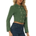 thumbnail image 4 of Unique Bargains Women's Faux Suede Cropped Jacket Zip Up Stand Collar Coat XL Green, 4 of 5