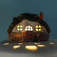thumbnail image 1 of Estatuilla de la casa de la estatua del jardín de hadas, casa encantadora de la chimenea con las luces llevadas solares para el regalo de los ornamentos del césped del patio interior al aire libre, 11 Feliz Sencillez, 1 of 5