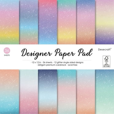 Desecraft 36 Sheets 12x12 Glitter Shining Pastel Cardstock Scrapbook Decorative Paper for Card Making Journaling Origami Scrapbook Paper Scrapbooking Supplies Spring