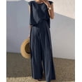 thumbnail image 2 of HLSOHJP Women's Linen Pants Suit Casual Sleeveless Tank Top Flowy Wide Leg Trousers Two Piece Matching Set Lounge Outfit, 2 of 4