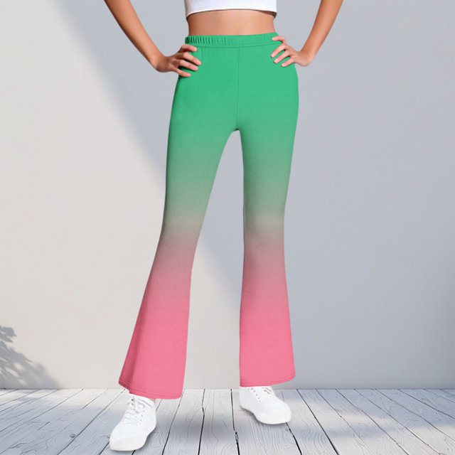 Pantalones largos con estampado para niñas, forrados de vellón para mayor calidez, pantalones largos casuales, leggings ligeramente acampanados, traje para niñas de 5 a 16 años.