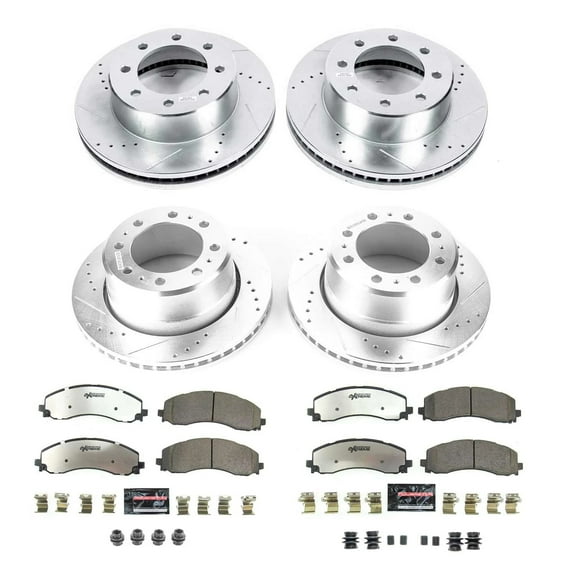 PowerStop Front and Rear Z36 Truck & Tow Carbon-Fiber Ceramic Brake Pad and Drilled and Slotted Rotor Kit Fits: Select Models K8639-36