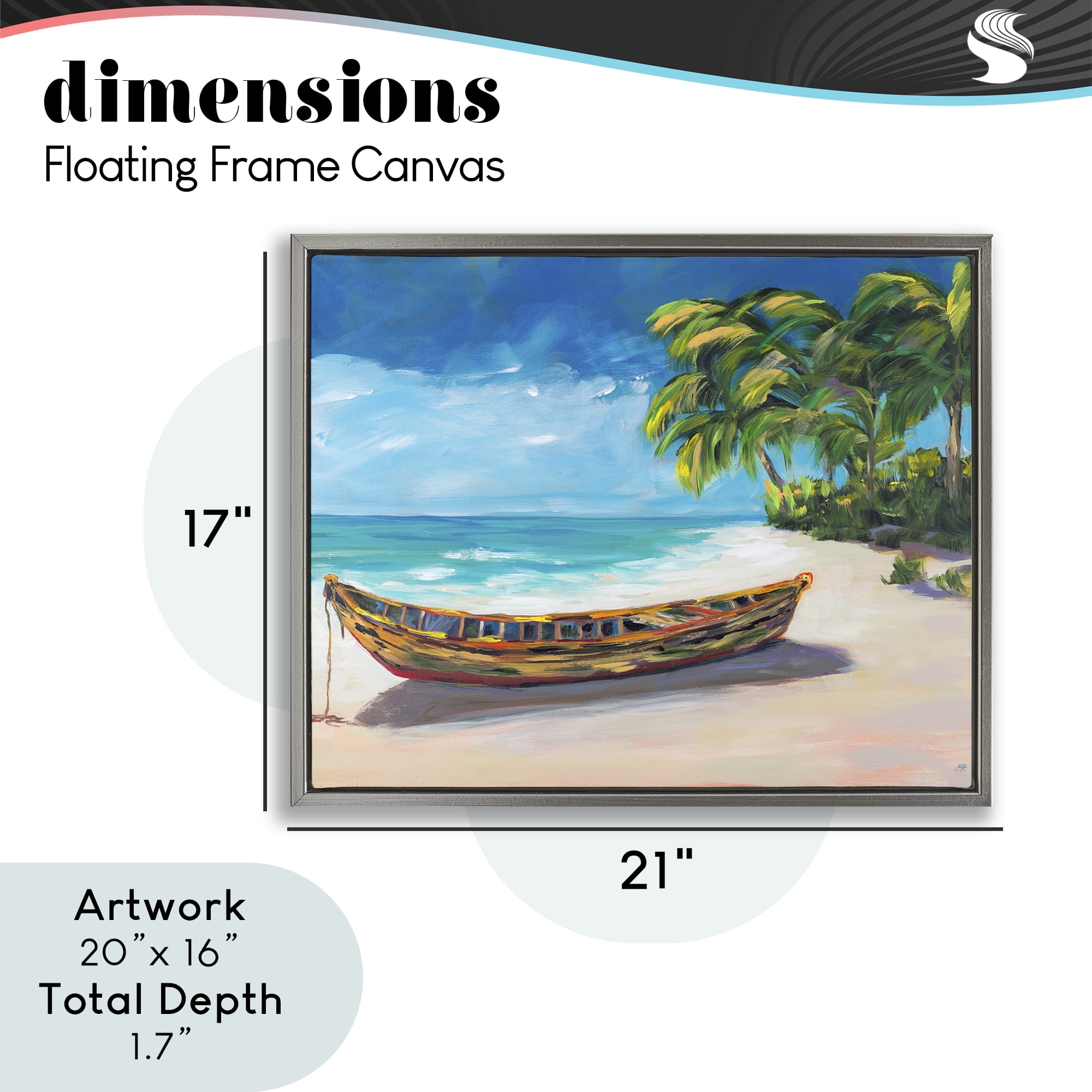 Stupell Industries Boat on Lost Island Gray Framed Floater Canvas Wall Art, design by Julie DeRice