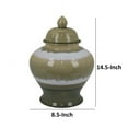 thumbnail image 5 of Benjara BM312719 15 in. Ceramic Home Decor Temple Jar with Lid Earth Toned, Brown & White, 5 of 5