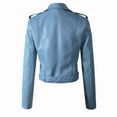thumbnail image 2 of Elegant Slim Basic Ladies Jackets Women Ladies The Belt Fashion Leather Racing Style Biker Jacket, 2 of 4