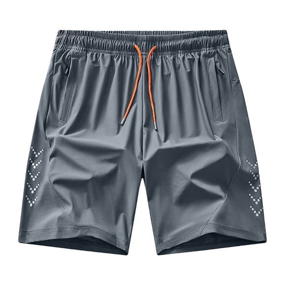 Besolor Running Shorts for Men Lightweight Quick Dry Athletic Workout Elastic Waist Drawstring Shorts with Zipper Pockets(X-Large,Gray)