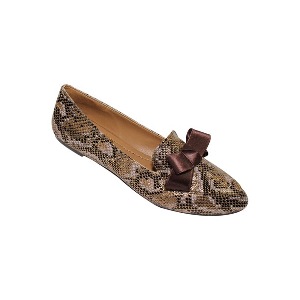FLAT BALERINA VESTIR CASUAL LEON MUJER DAMA ORO SERPIENTE SINTETICO 7970 LEON 7970p