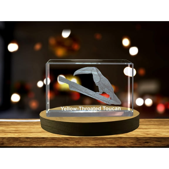 Yellow Throated Toucan 3D Engraved Crystal 3D Engraved Crystal Keepsake/Gift/Decor/Collectible/Souvenir