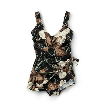 Women's Plus Print One-Piece Sarong Swimsuit