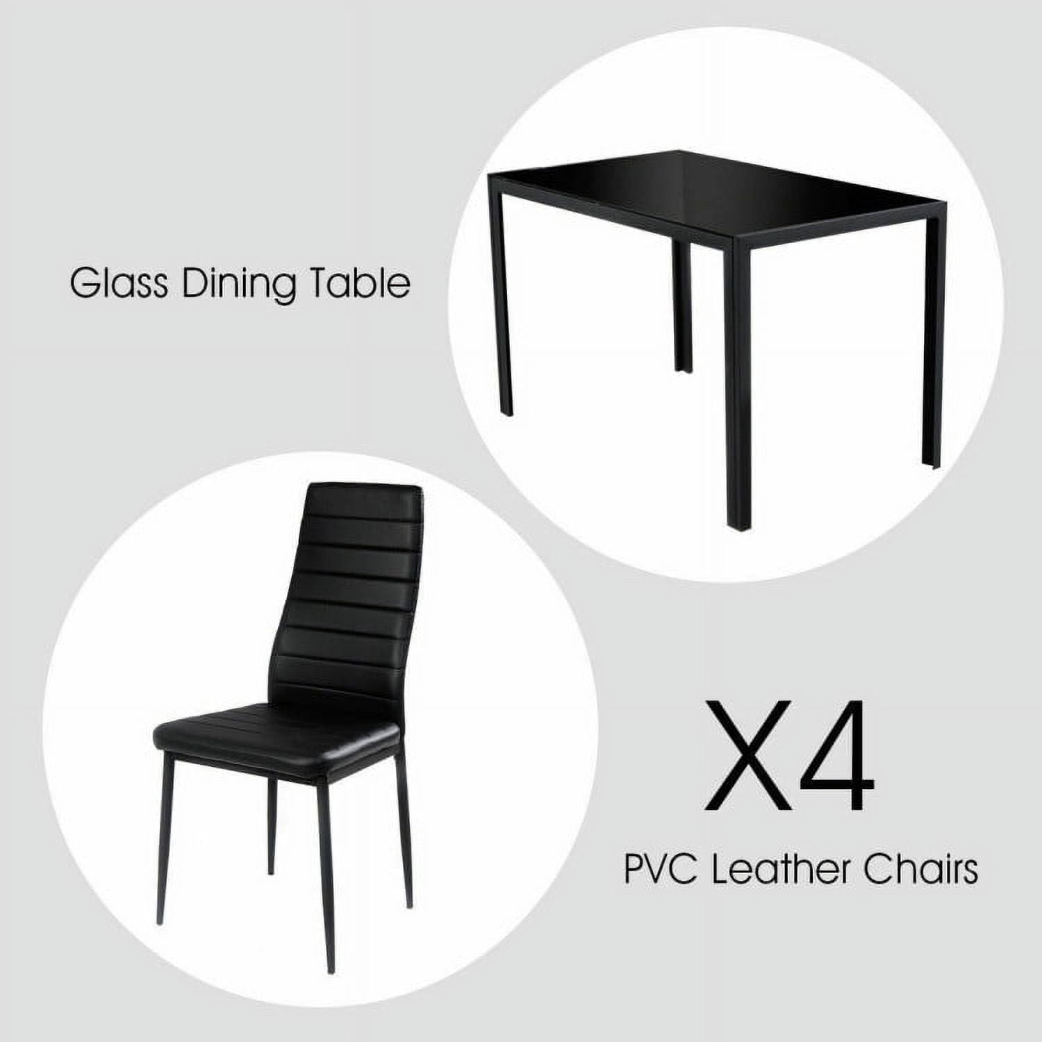 Finihen Dining Set, Dining Table Set, 5 Pieces Metal Frame and Glass Tabletop Dining Set, for Home, Restaurant, Black Finihen Dining Set, Dining Table Set, 5 Pieces Metal Frame and Glass Tabletop Dining Set, for Home, Restaurant, Black