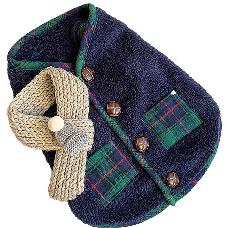 AnsFind Christmas Pet Clothes for Dogs & Cats, Winter Fleece Vast Warm Clothes,Christmas Outfit for Kitten & Puppy, Cute Pet Costume with Knit Scarf