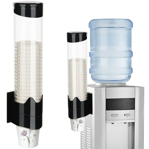 IWNTWY Cup Dispenser, Wall Mount Pull Type Water Cooler Cup Holder for Water Cooler Fit 7 oz-12 oz Cups with Adhesive Plate