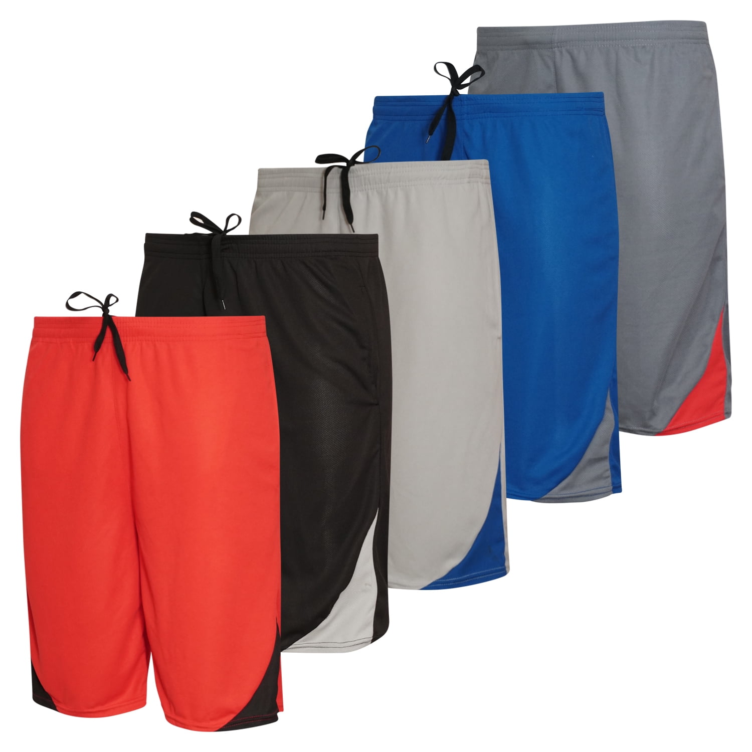 Real Essentials 5 Pack Men's Mesh Active Athletic Performance Shorts