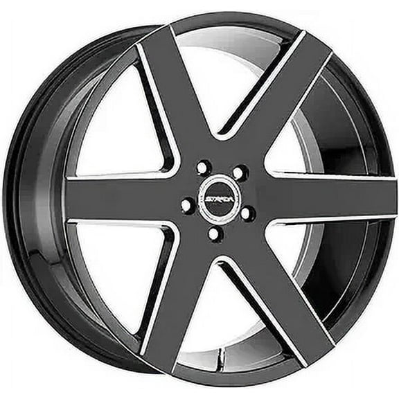 STRADA CODA Custom Wheel - 22x9.5, 30 Offset, 6x139.7 Bolt Pattern, 87.1mm Hub - Gloss Black with Milled Accents Rim