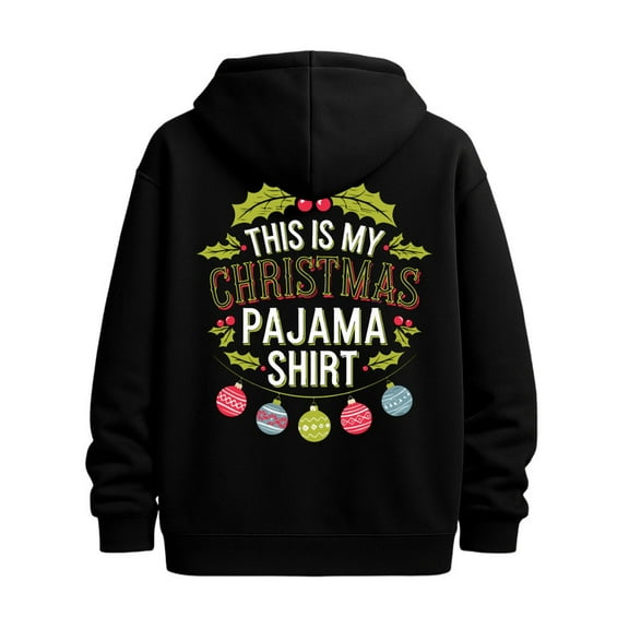 Christmas Pajama Shirt hoodies & sweatshirt Christmas men graphic hoodies black Solid Color Design Long Sleeve Casual Hooded Sweatshirt winter humor glitter