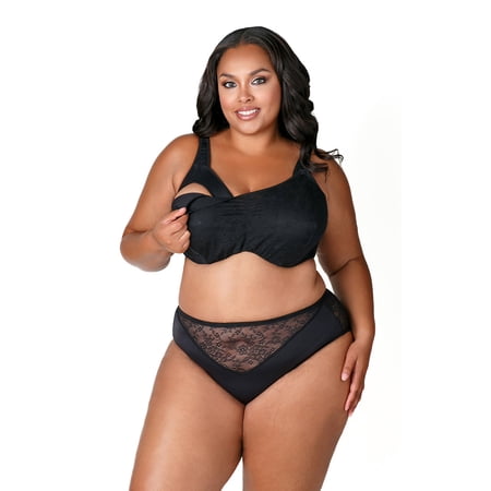 Elila Women's Plus Size Curvy Chic Nursing Cami Underwire Bra, Full Coverage Support, Style 2022 Black