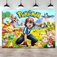 thumbnail image 3 of Fondo de fiesta de cumpleaños de Pokémon Pikachu, fondo de dibujos animados para baby shower, fotografía de pared, estudio fotográfico, pancarta decorativa para regalo de niño, 3 of 5