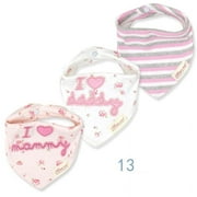 3pcs Per Lot Baby Bibs Bandana Set Cotton Multi-Style Triangle Cartoon Babadores Para Bebe Infant Boys Girls Saliva Towel KF025 mom pink