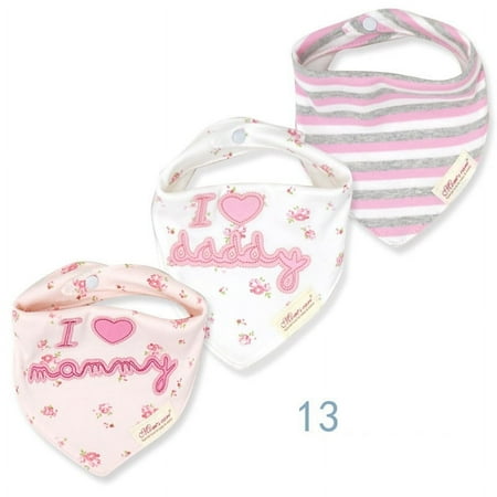 3pcs Per Lot Baby Bibs Bandana Set Cotton Multi-Style Triangle Cartoon Babadores Para Bebe Infant Boys Girls Saliva Towel KF025 mom pink