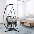 thumbnail image 3 of Costway Hanging Hammock Stand W/Cotton Macrame Swing Chair Black, 3 of 6