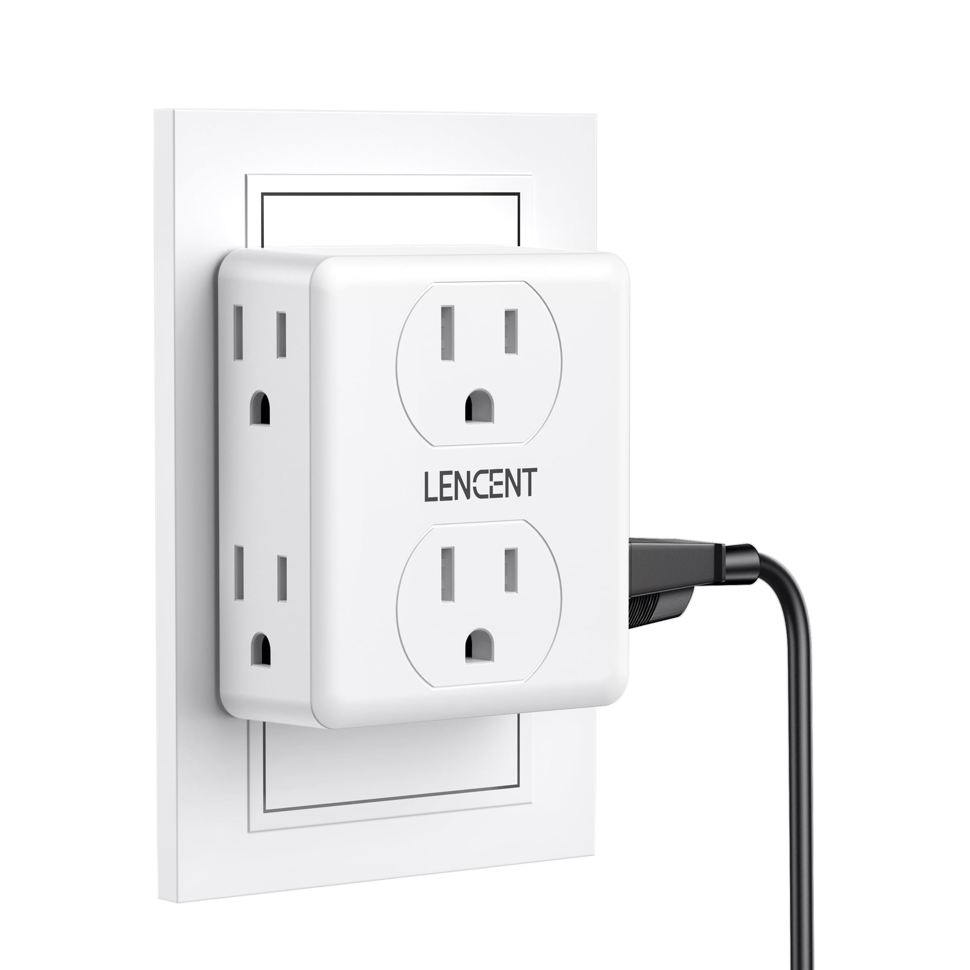 LENCENT 2 Prong to 3 Prong Outlet Adapter,Wall Plug Multi Outlet Splitter with 6 AC Non-Grounded Outlets in Old House Hotel Dorm